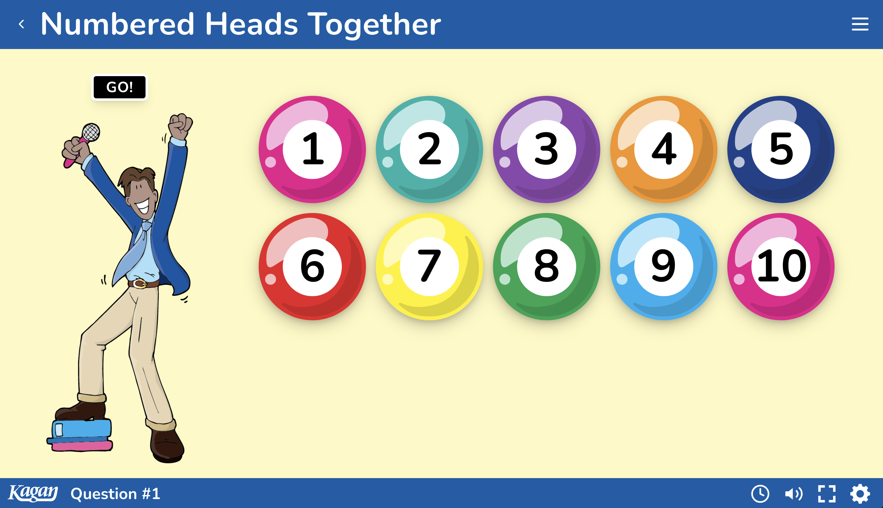Numbered Heads Together — numbered balls 1 through 10 for selecting students