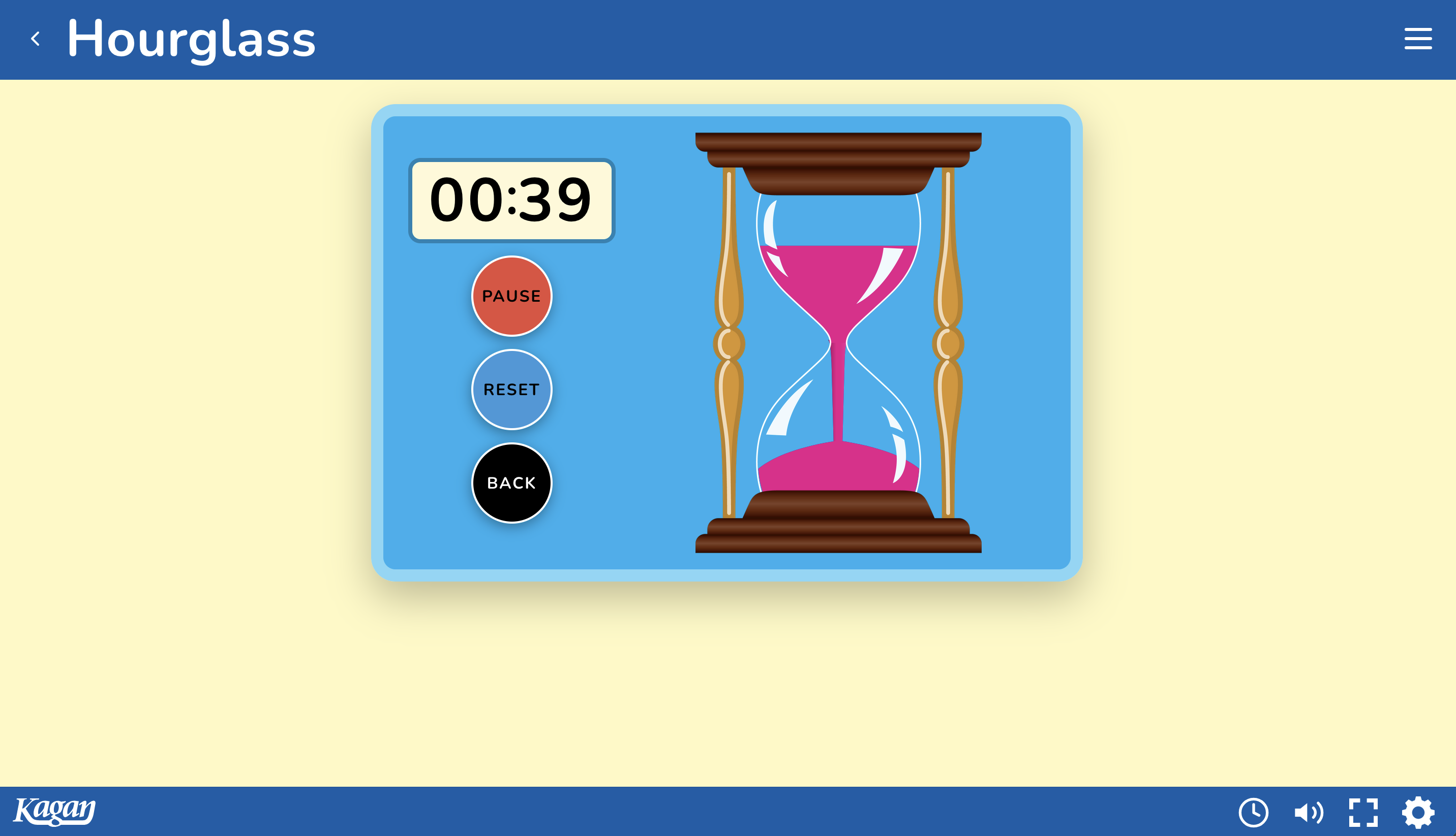 TimerTools hourglass timer counting down